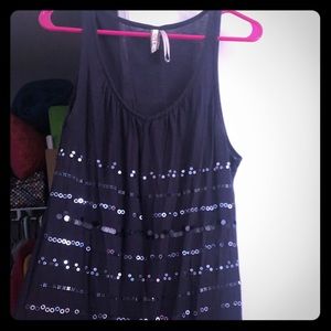 Navy blue sequence tank